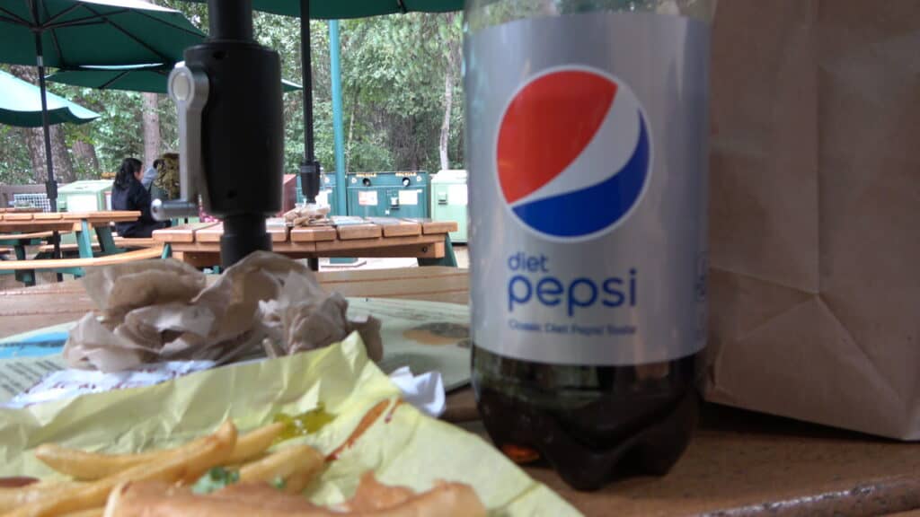 Burger und Fries beim Yosemite Village Grill.